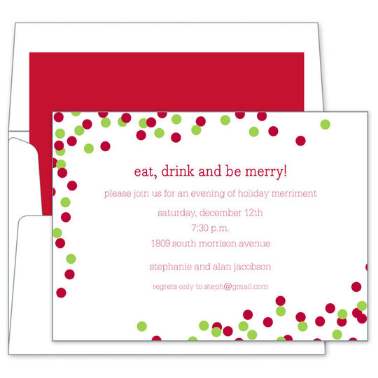 Red and Green Confetti Invitations